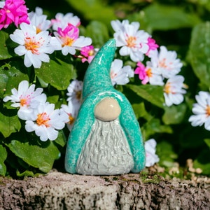 Small Handcrafted Gnome Clay Sculpture, Little Fat Gnomie Gonk, Desk Buddy Decor,  Shelf Sitter Boho Gnome, Tomte Figurine Mythical Creature