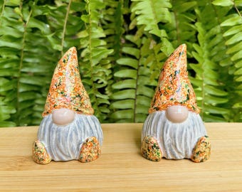 Hand-Painted Guardian Gnome, Whimsical Scandinavian Tomte Figurine, Gypsum Cement Shelf Sitter
