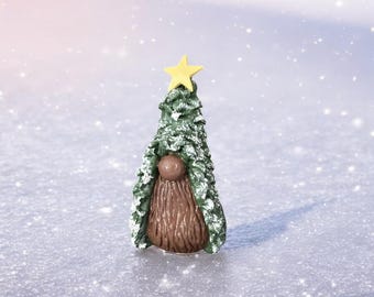 Handmade Christmas Tree Gnome: Evergreen Northern Star, Whimsical Village Decor