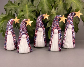 Handmade Patriotic Gnome Statue: Red White Blue USA Decor