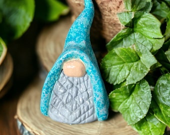 Clay Gnomie Ornament: Turquoise Blue Mini Gonk Figurine