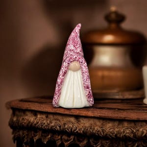 Handmade Clay Gnome Figurine: Berry Wine Primitive Decor