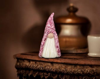 Handmade Clay Gnome Figurine: Berry Wine Primitive Decor Figurine