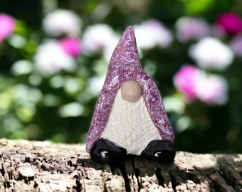 Tootsie the Gnome: Handmade Air Dry Clay Violet Figurine