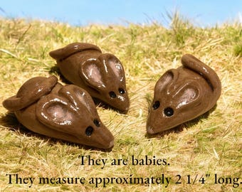Clay Mouse Family Figurines: Handcrafted Miniature Mice Set
