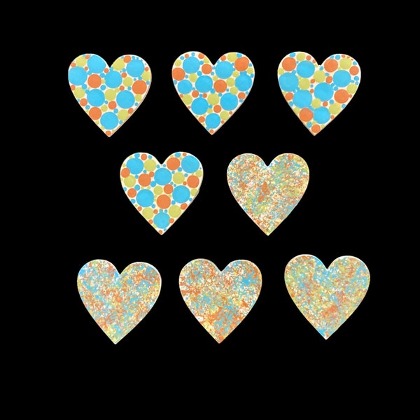 Heart Refrigerator Magnets, Set of 8 Coastal Colors Fridge Magnets, Painted Wooden Hearts With Very Strong Magnet, Small Great for Photos