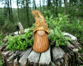 Handmade Clay Elf Gnome: Woodland Forest Spirit Shelf Sitter