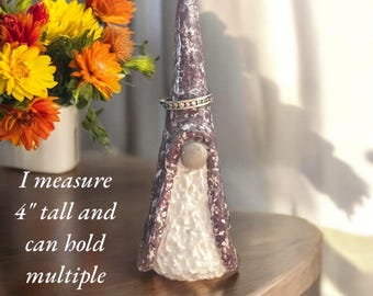 Handmade Plum Gnome Ring Holder: Clay Gonk Jewelry Keeper