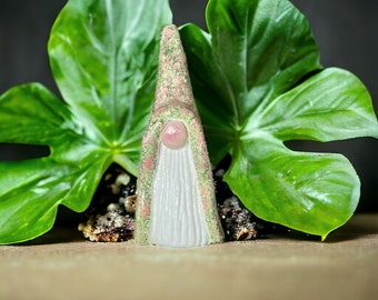 Whimsical Garden Gnome Sculpture: Handmade Air Dry Clay Gonk, Boho Decor