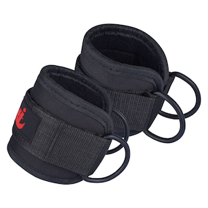 May include: A pair of black ankle weights with adjustable straps and metal rings. The weights have a red logo that says "Fit".