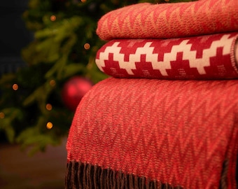 Peruvian Alpaca zigzag wool throw blanket