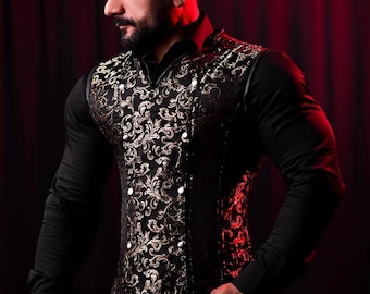 Male corset vests - Brocade Men's corset Steel boned corset, Over bust corset, Antique corset, burlesque corset, steampunk corset