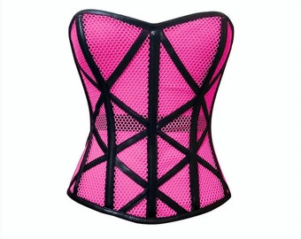 Steel Boned corset~ Handmade, mesh corset~ Over bust corset/Plus size~ Waist Training Corset