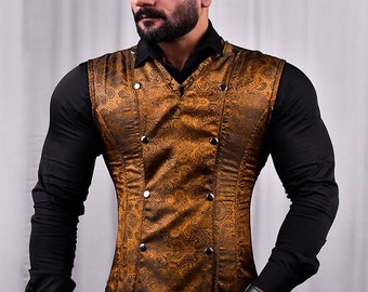 Handcrafted Brocade Men Corset Vest