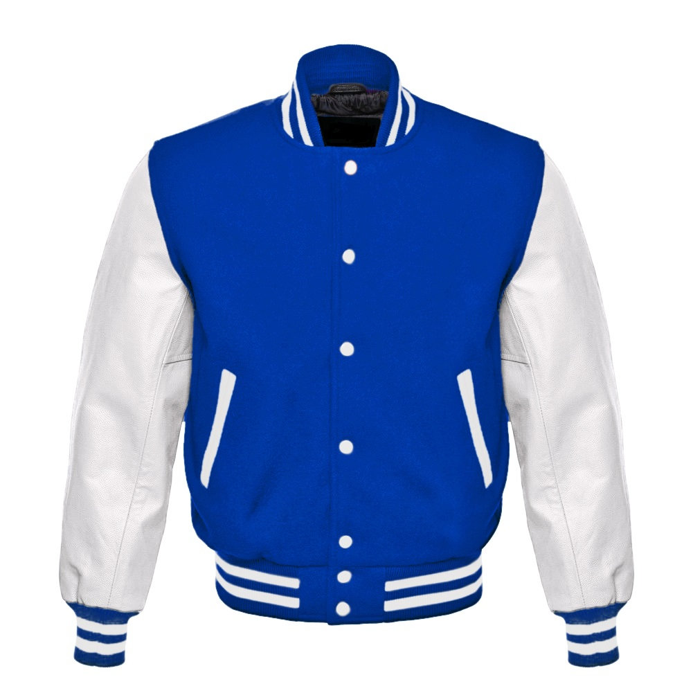 Royal Blue Butter Soft Baseball Leather Jacket with hood