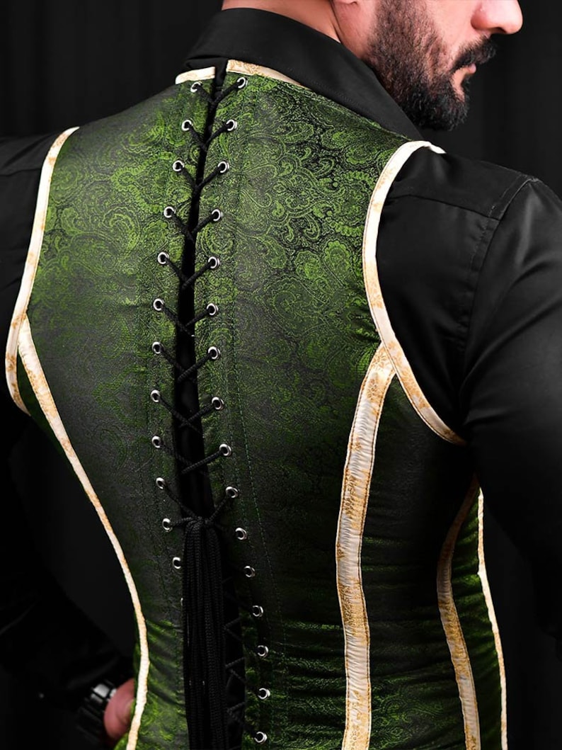 Handcrafted Mens Corset Vest Brocade Corset Green Corset - Etsy