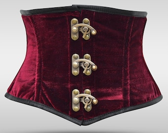 New Red Velvet Steel Boned Waist Training Cincher Lacing antique Corset Skinny waist top