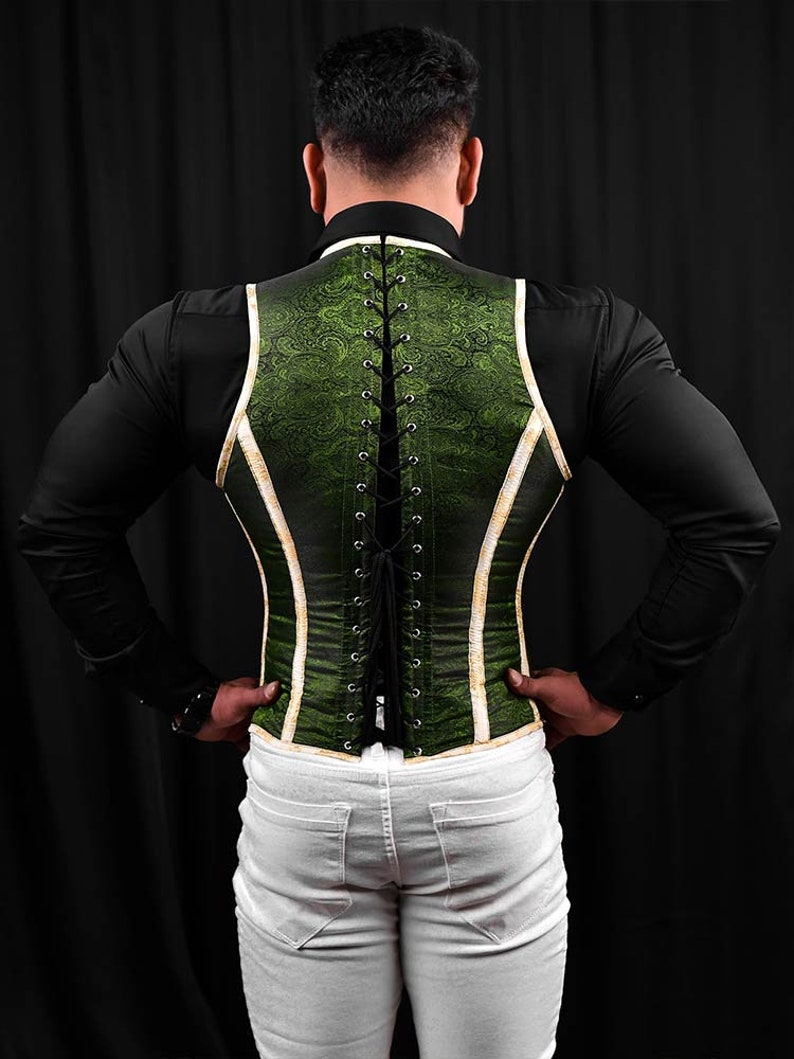 Handcrafted Mens Corset Vest Brocade Corset Green Corset - Etsy