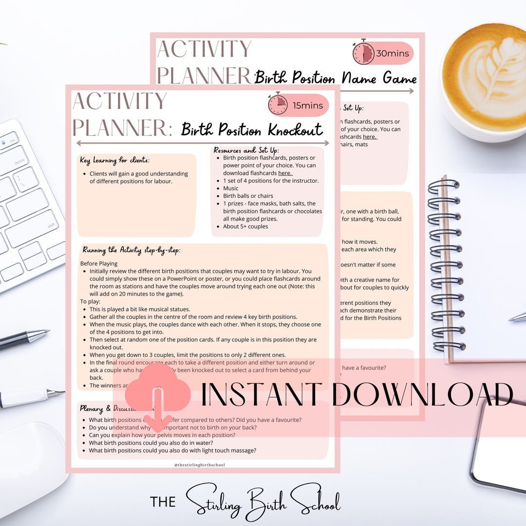 Birth Position Knockout Activity Game for Birth Workers, Doulas and