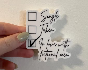 In Love With Fictional Men | Bookish Stickers | Book Stickers | Kindle Stickers | Mini Stickers | Cute Stickers | Book Girls | Fictional Men