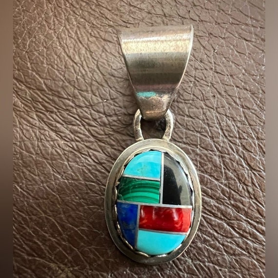 Native American Pendant Signed Sterling, Turquoise