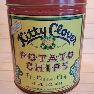 Vintage Kitty Clover Potato Chip Tin Collectible 50th Anniversary
