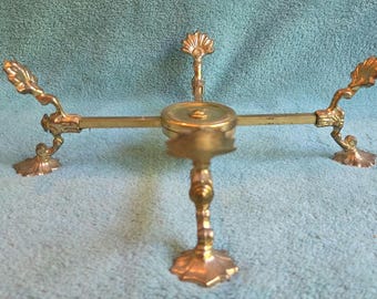 Vintage Brass Adjustable Trivet Andrea by Sadek Claw Foot Design