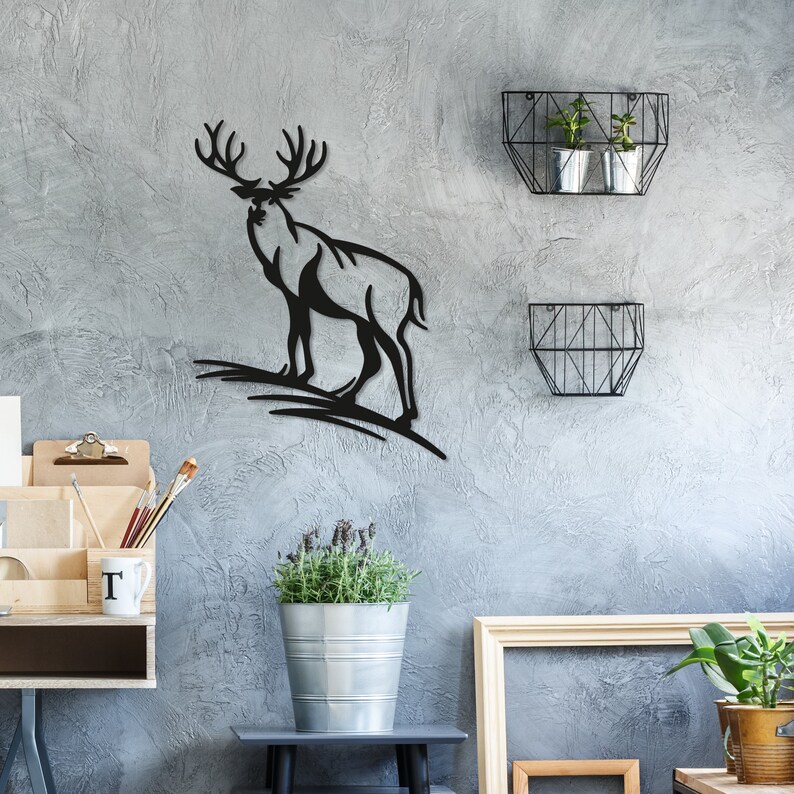 Deer Metal Wall Art Quotes Metal Living Room Wall Decor Wall Etsy