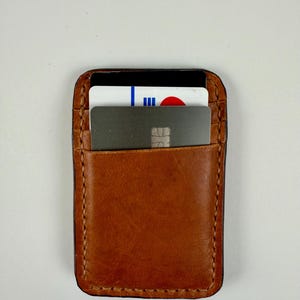 Handmade Minimalist Leather Wallet, Horween Leather, English Tan, Hand Stitched (prototype)
