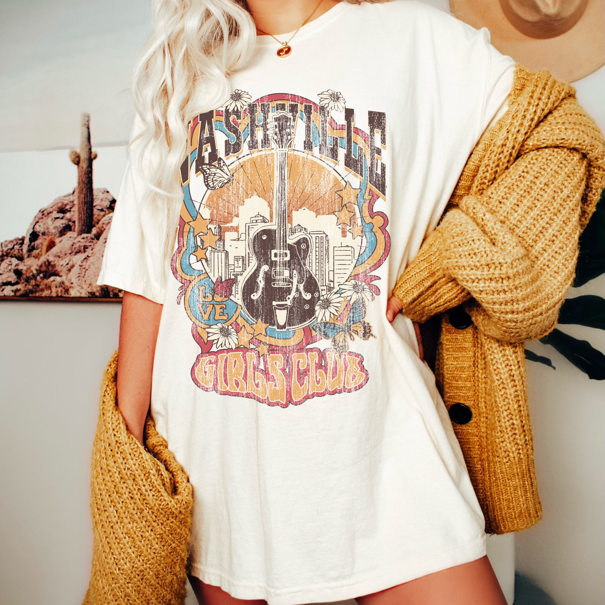 Discover Nashville Girls Club Vintage Style Tee, Retro Style T-Shirt
