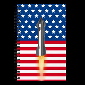 SpaceX Starship USA American Flag Inspired Premium Notebook Notes Doodling Back to School Gift Elon Space Dragon Falcon Merlin Rocket