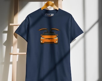 Model X Inspiriert Unisex T-Shirt Orange Geschenk für Erwachsene Feuchtigkeitsmanagement Moderne Classic Fit Bequemes T-Shirt T-Shirt Geburtstagsgeschenk.