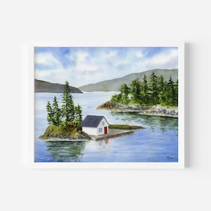 Norwegian Fjord Art Print | Landscape Watercolor Painting | Norway Wall Decor | Gift for home | Scandinavian Wall Art from Original