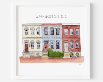 Swann Street Art Print | Washington DC Poster | DC Watercolor Painting | Fall Art & Wall decor | Travel Illustration | City Art