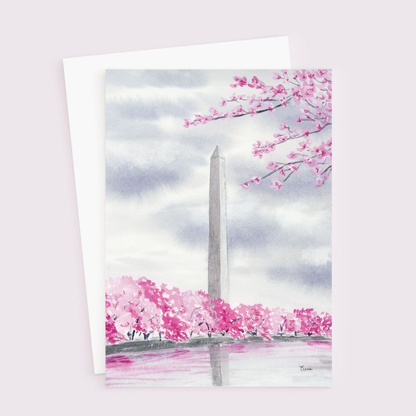 Greeting Card - Tidal Basin in the Spring | Washington DC card  | Watercolor Spring card | Greeting card set