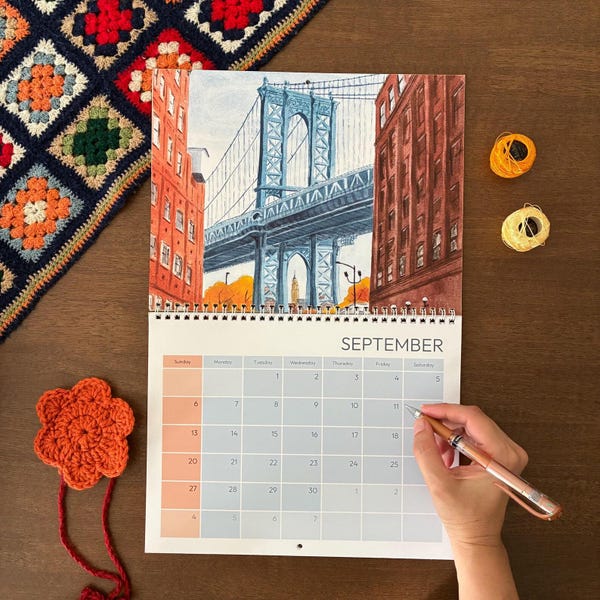 2026-2027 New York Calendar made by artist (Aug - July), NYC Wall Calendar, 12-Month Academic Planner,  Apartment decor, Gift for New Yorker