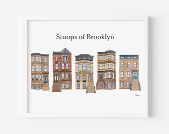 Brooklyn Brownstone Art Print | Watercolor NYC Townhouses