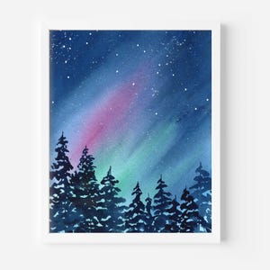 Aurora Borealis Illustration Art Print | Northern lights Poster | Gift for home | Northern Lights Wall Art | Winter Decorations