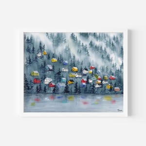 Norwegian Fjord Art Print | Landscape Watercolor Painting | Norway Wall Decor | Gift for home | Scandinavian houses wall art from original