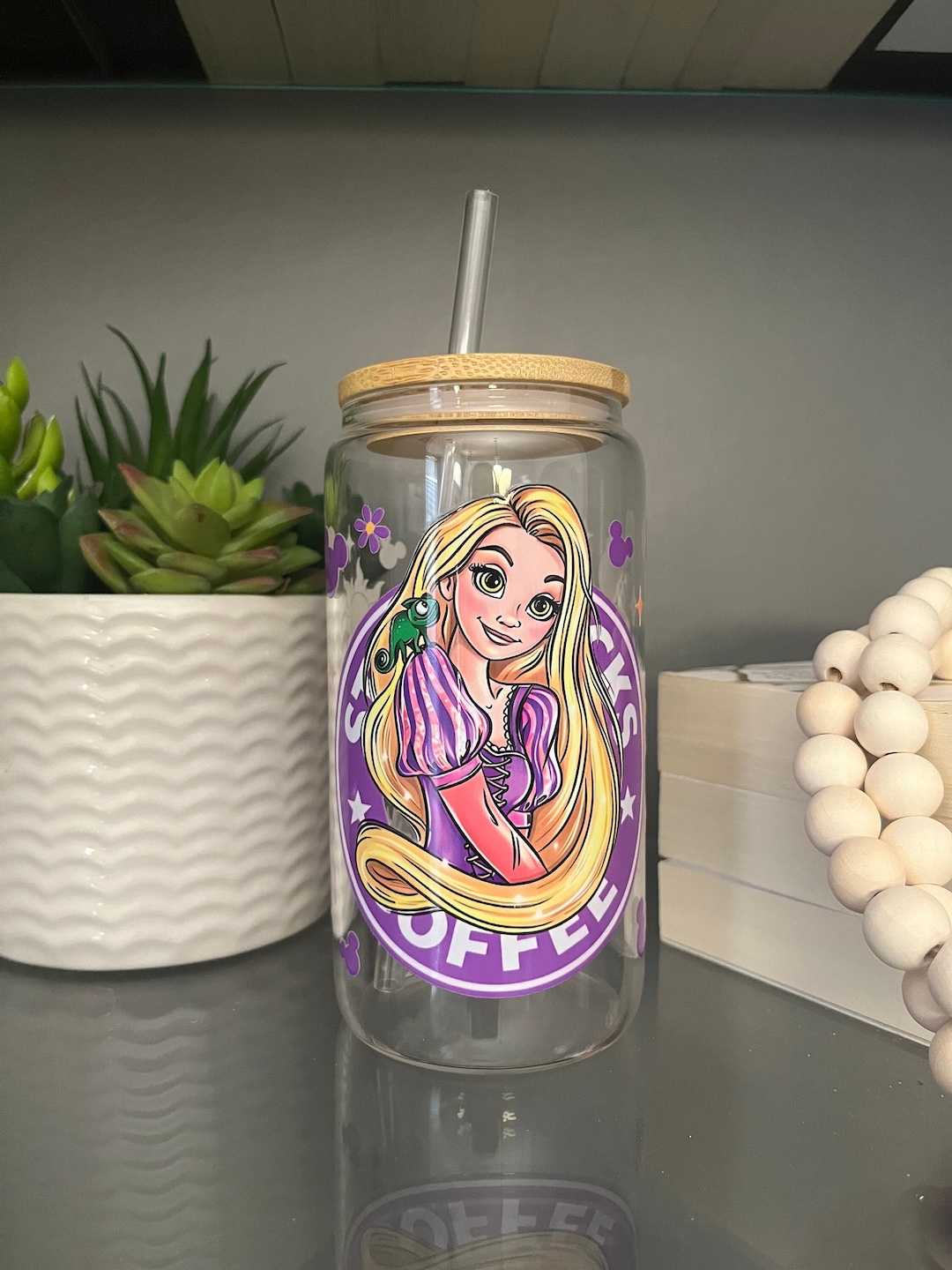 Rapunzel Glass Tumbler, Tangled Starbucks Coffee Tumbler, Disney ...