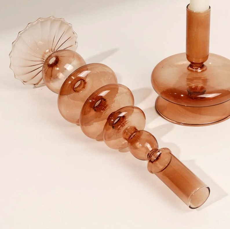 Rainbow Colorful Candle Holder Glass Candlestick Taper Etsy