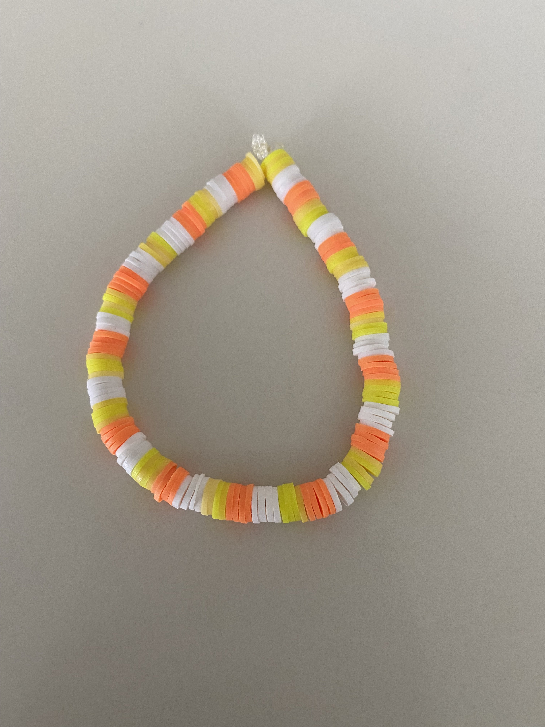 An Orangeyellowwhite Hand Made Clay Bead Braclet . Etsy