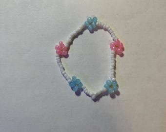 Blue and pink friendship bracelet one size fits all super stretchy