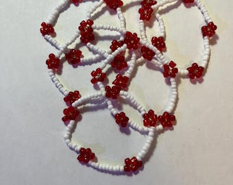 Red friendship bracelet one size fits all super stretchy