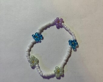 Blue, green and purple friendship bracelet one size fits all super stretchy