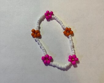 Pink and orange friendship bracelet one size fits all super stretchy