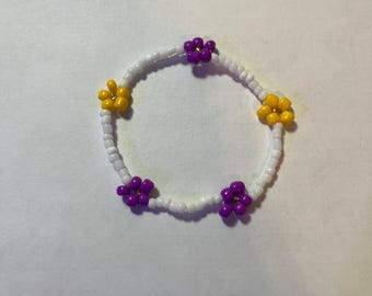 Purple and yellow friendship bracelet one size fits all super stretchy