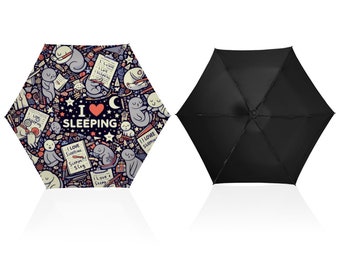 I Love Sleeping, Dreamland Cats -Premium 5 Folding UV Umbrella Sunshine And Rain Versatile Umbrella