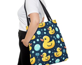 Rubber Ducks And Bubbles Premium Large Tote Bag (AOP)