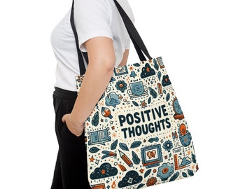 Lets Think Positive Thoughts Large Premium Tote Bag (AOP)